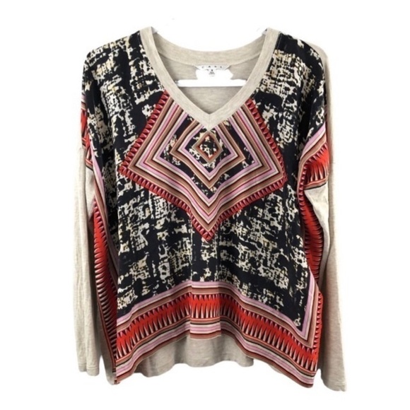 Cabi Silk Aztec Print Top Boho - Picture 2 of 6